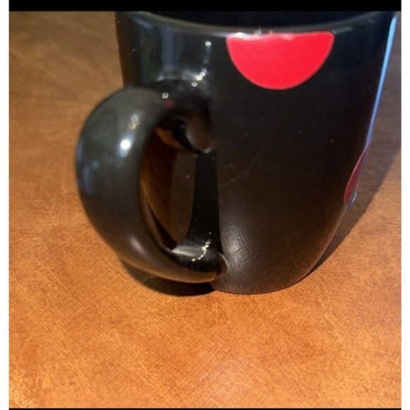 Set Of 3 Ceramic Mugs: Black With Red Dots Black Pinstripe Solid Black - Picture 6 of 11